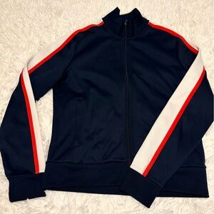 Tory Burch Navy Track Jacket with Red and White Stripes and matching pants